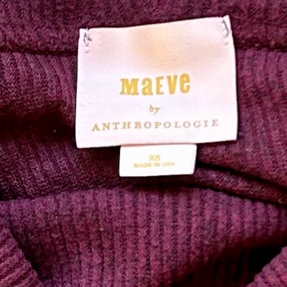 Maeve (Anthropologie)  Burgundy Cowl Neck Rib Knit Size XS Sweater - Picture 5 of 5